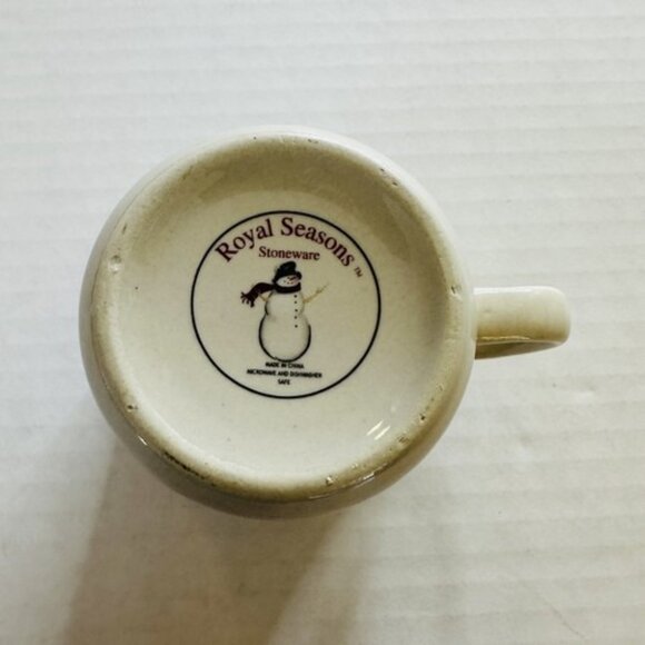Royal Seasons Stoneware Coffee Mug Cup Snowman Snowflakes Christmas 8 oz VTG - Picture 6 of 6